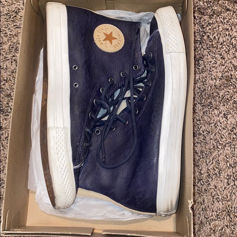 Converse blue leather high top sneakers Sz 9